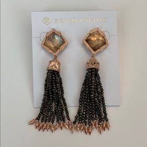Kendra Scott rose gold beaded tassel earrings